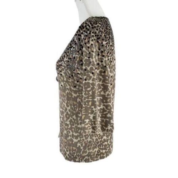 NWT Sequin animal print cardigan / chic sparkle knit topper – women’s - Picture 2 of 12